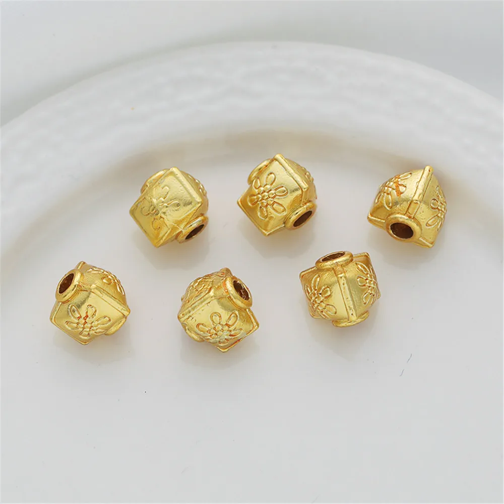 

7x8mm 18k Matte Gold Antique Gold Retro Triangular Lantern Beads Spacer Beads DIY Jewelry Making Components Bracelets Accessorie