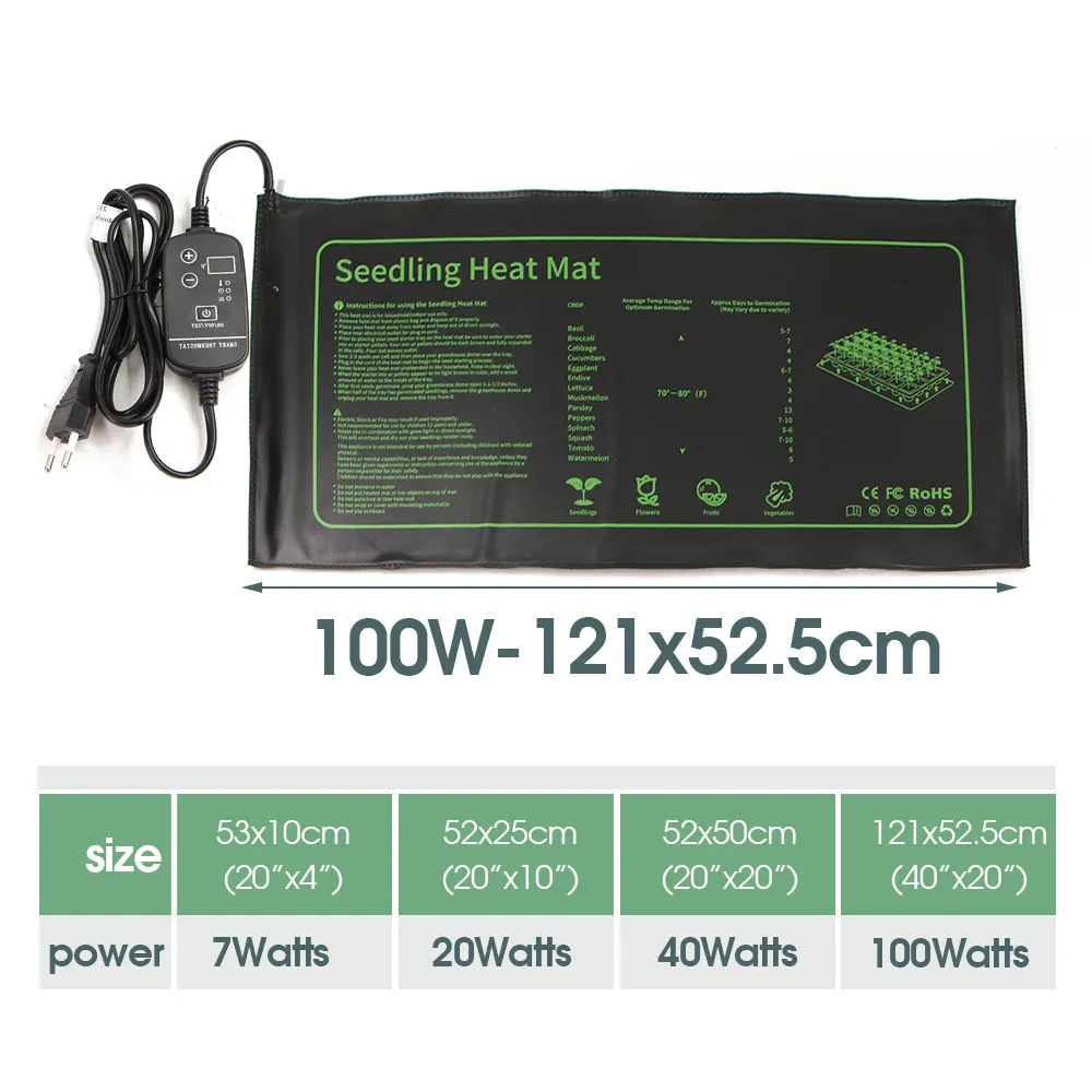 Graphene Seedling Heated Mat Adjustable Thermostat Seeds Germination Plants Nursery Grow Heating Pad Garden Accessories