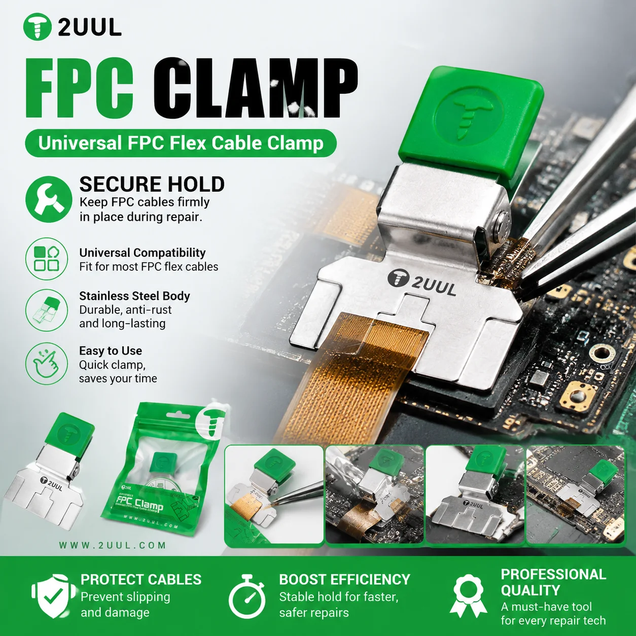 2UUL FC01 Clip Universale FPC per Riparazione Telefoni Cellulari, Supporto per Cavi Flessibili, Strumento di Manutenzione per Cellulari