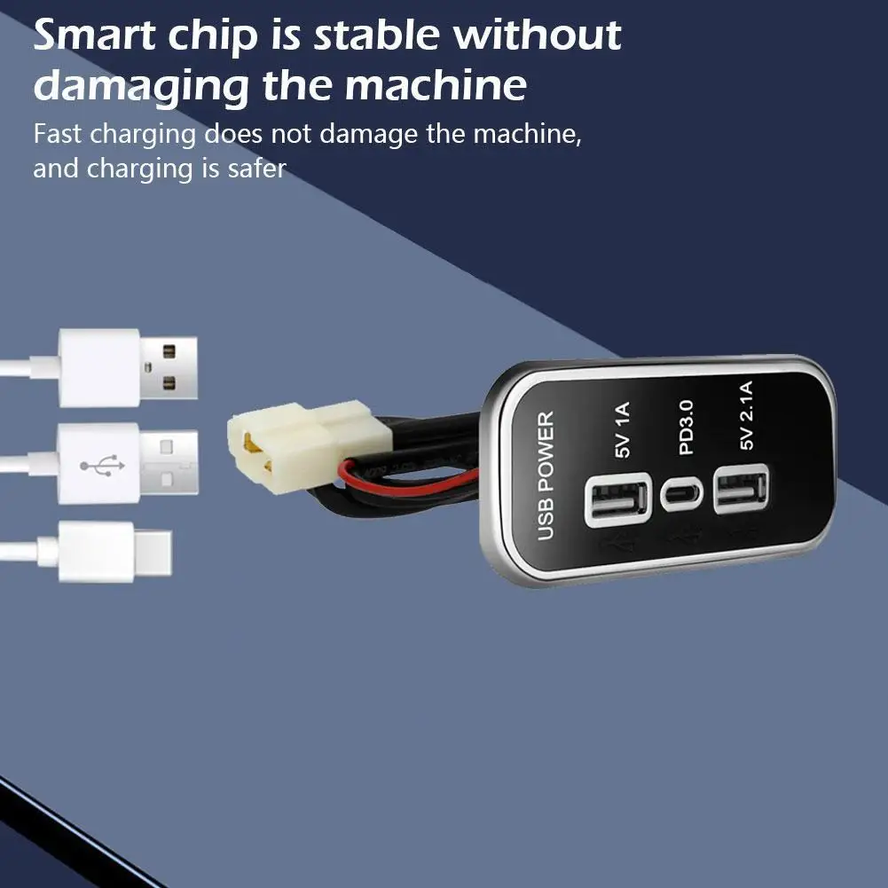 Kaufe 3 Ports 35,5 W PD Typ-C 2,1 A 1A USB Auto Ladegerät Buchse 12/24 V  für Motorrad Auto Lkw ATV Boot RV Bus Power Adapter Steckdose