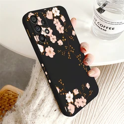 Chic Little Fresh Pink Flowers Shockproof Phone Case Cover - Samsung A14 4G (Black - 287)