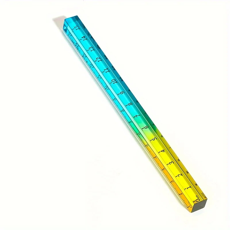 1/3개 15cm/5.91인치 그라데이션 컬러 사각자 - 기하학, 드로잉, 사무실 및 학습용 투명 다색 눈금자 - 내구성이 뛰어난 매끄러운 표면, 정확한 측정 도구, 기하학적 드로잉 도구, 선명한 디자인, 투