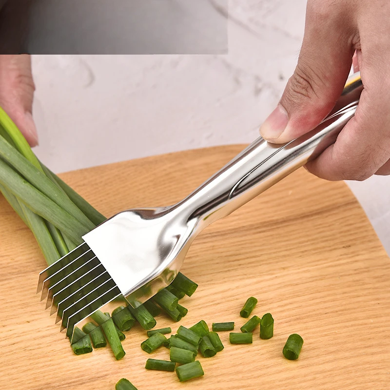 Kitchen Shred Silk The Knife, Stainless Steel Chopped Green Onion Knife, Curved Handle Design, Food Speedy Chopper Green Onion