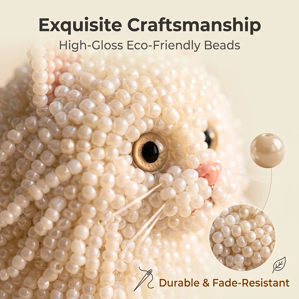 Kit fai da te gatto 3D con perline. Crea quattro gatti adorabili. Set Completo di Utensili, Regalo Ideale per Principianti e per la Famiglia. - immagine 3