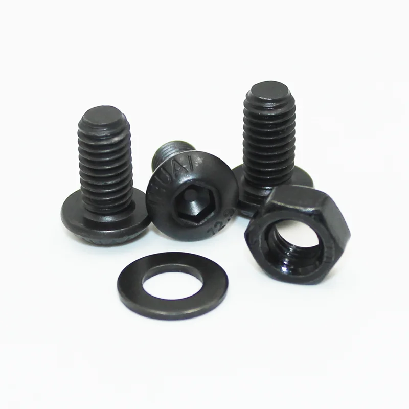 up to 2510p M2 M2.5 M3 M4 M5 M6 Round Hex Cap Screw kit 10.9 Grade Black Socket Button Head Allen Drive Screws Bolt Nut ISO7380