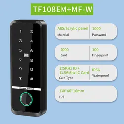 Advanced RFID Access Control Keypad with Backlit Touch Interface - Supports 2000 Users (TF108S - EM MF - W)