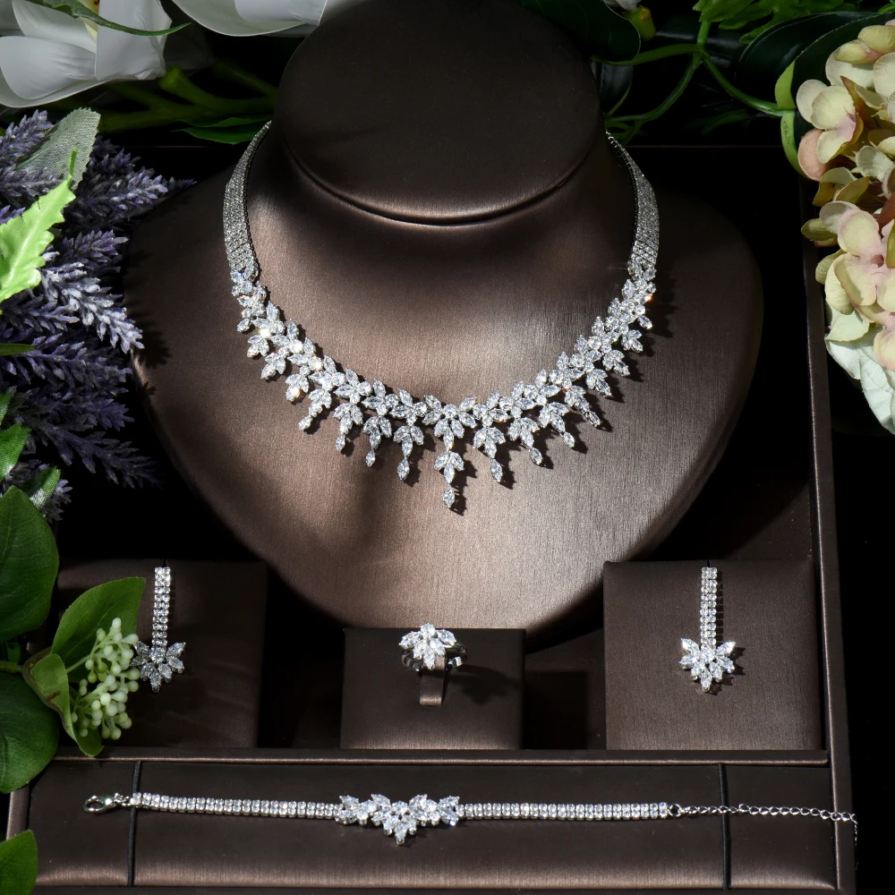 

Fashion New High Fashion Dubai Jewelry Set White Color Nigerian Wedding African Beads Jewelry Sets Parure Bijoux Femme N-100