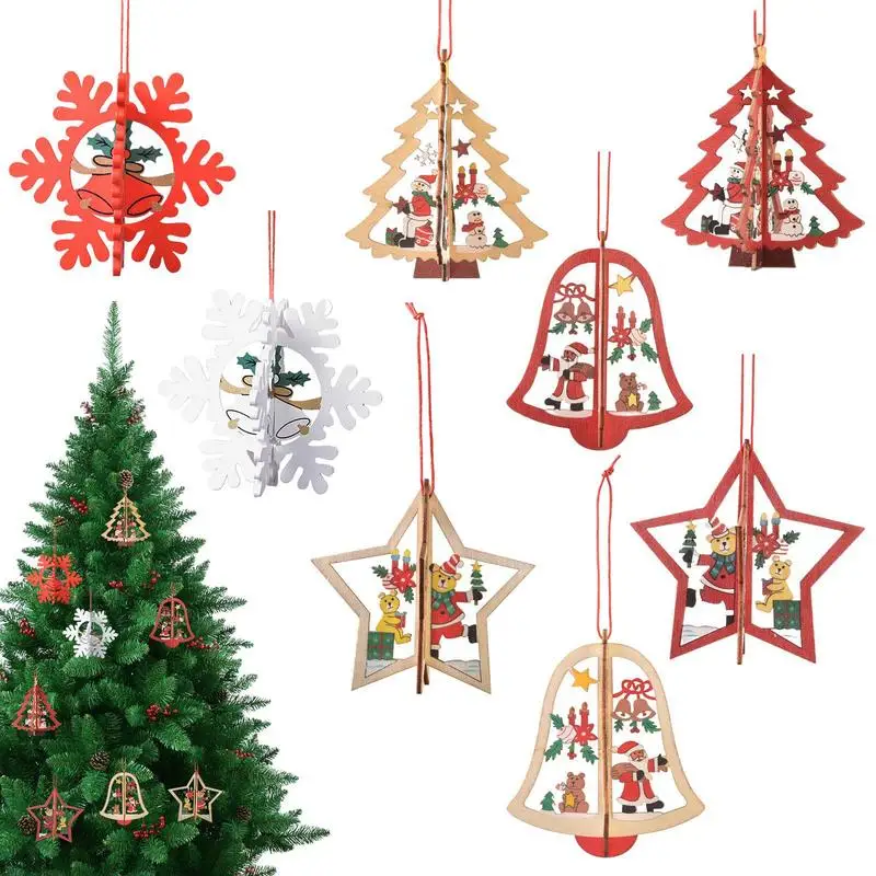 

Christmas Ornament Sets For Tree Christmas Tree Ornaments Pendant Set Christmas Signs Tree Decoration Signs Wood DIY Crafts
