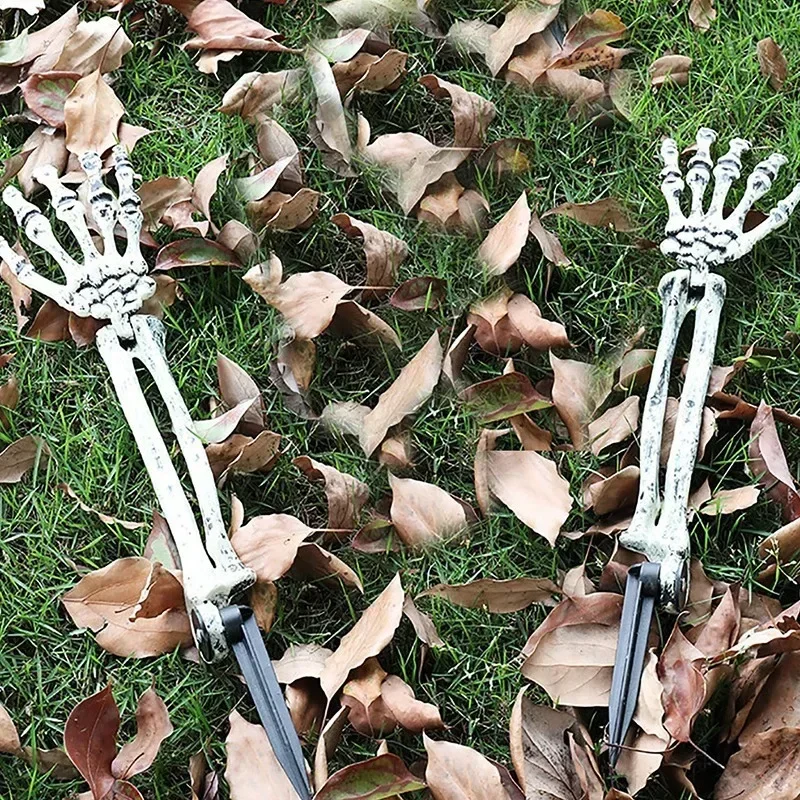 1-4PCS Halloween Imitation Hand Bone Skeleton Halloween Yard Floor Inserted Ghost Hand Bone Ghost Festival Dress Up Props
