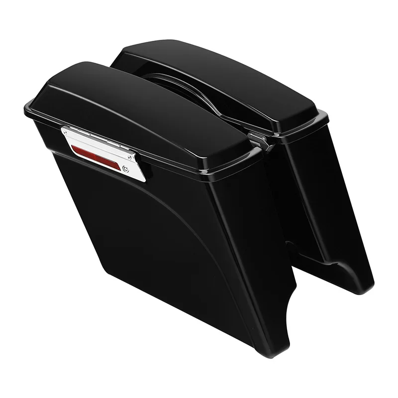 

Motorcycle 5" Vivid Black Stretched Saddlebags For Harley Touring 1993-2013 Road King Electra Street Road Glide