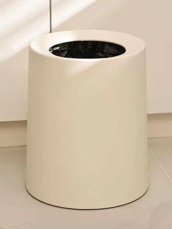 Nordic Double Layer round Tra Can for Kitchen Batoom Office Creative Toilet Household Simple Design Bedroom Garbage Bin