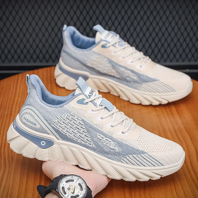 

Men Mesh Breathable Outdoor Running Shoes Trendy Lightweight Comfortable Casual Shoes Solid Color Simple Outdoor Walking Shoes