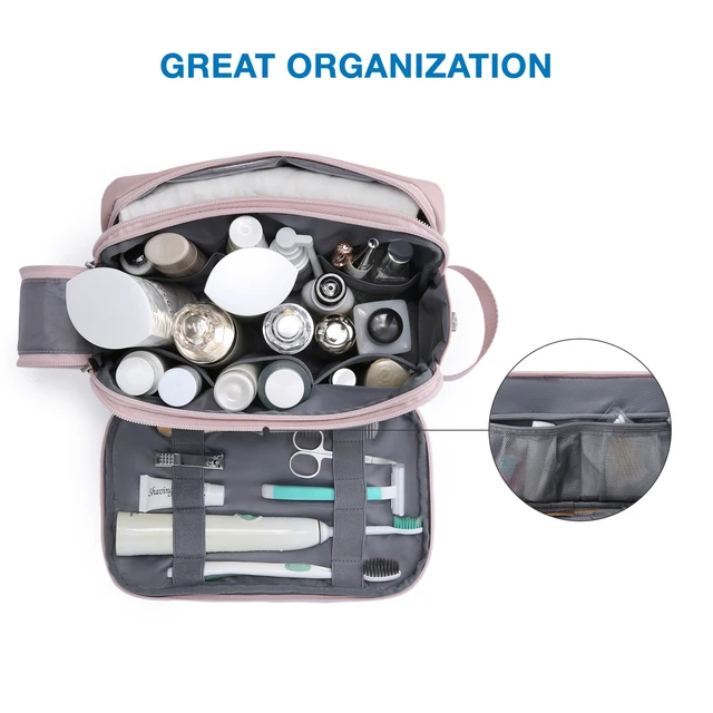 55182-2f9b0d.jpg Women's Cosmetic Bag BAGSMART Waterproof Dopp Kit for Travel Lightweight Toiletries Bag for Men Makeup Bag Travel Necessaries