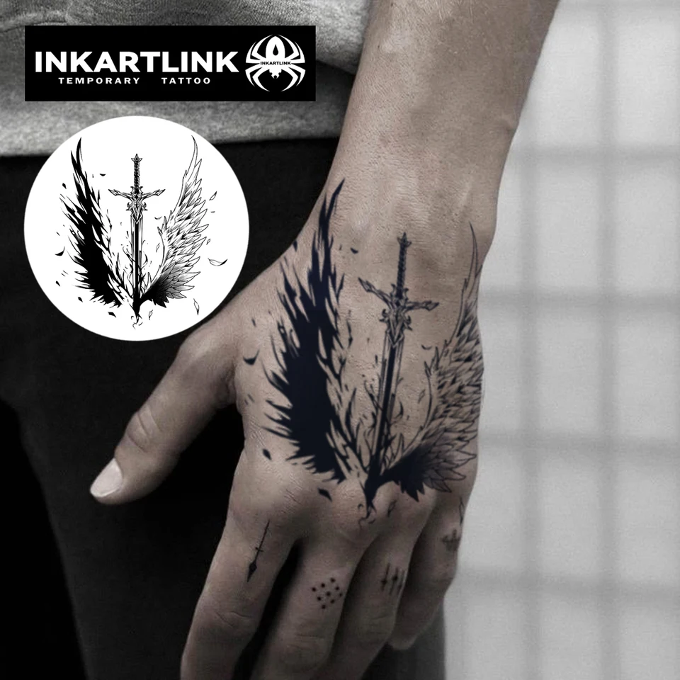 De zwaard tijdelijke tattoo sticker, waterdichte magische tattoo, duurt tot  15 dagen nep tattoo, semi permanente tattoo - AliExpress, image size:960x960