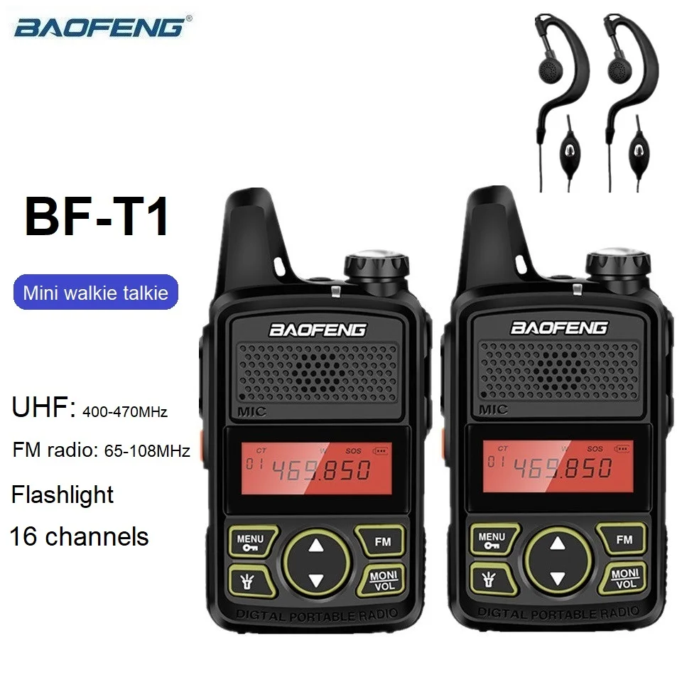 

Baofeng bf t1 Walkie Talkie Mini Radio Transceiver Ham Radio Stations UHF FM Radio Amateur BF-T1 with Headphone for Kids