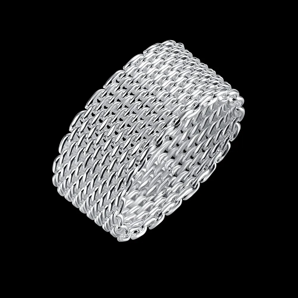 925 Sterling Silver charms Simple Net Rings for Women men Size 6 7 8 9 10 Fashion Wedding gifts silver ring,wedding rings,silver rings