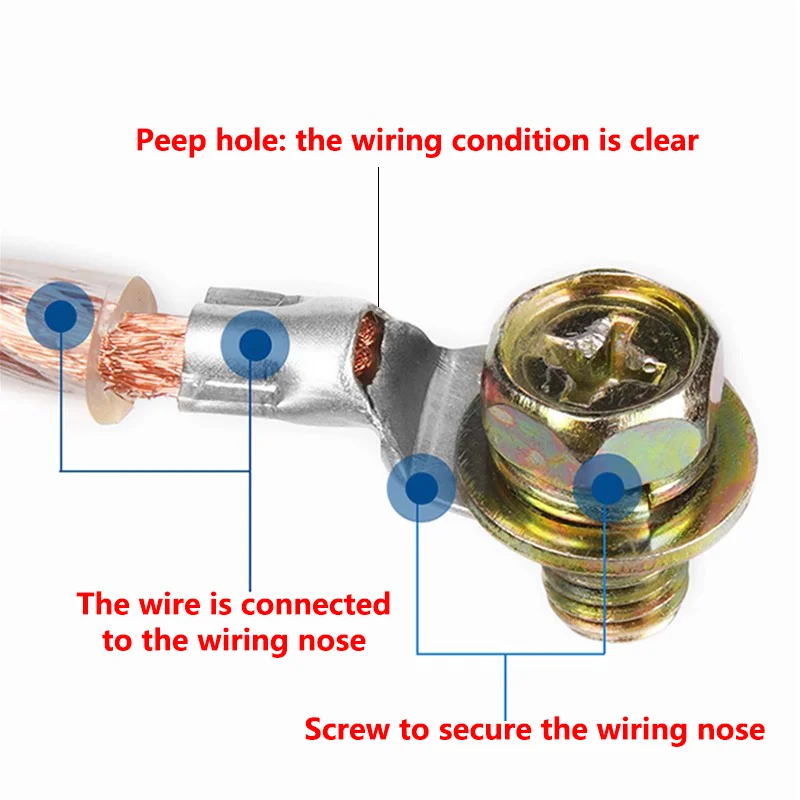 Electrical Wire Connector 100pcs SC Type Wire Nose Terminal SC6 SC8 SC10 SC16 SC25 Bare Copper Battery Block Cable Lugs Hole 6mm 8mm 10mm Crimp Connector