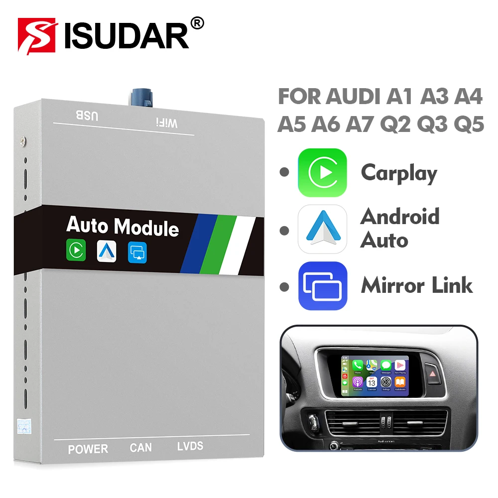 

ISUDAR Wireless Carplay Box For AUDI A1 A3 A4 A5 A6 A8 S5 Q3 Q5 Q7 MMI 2G 3G RMC MIB System For Apple Android Auto Video Module