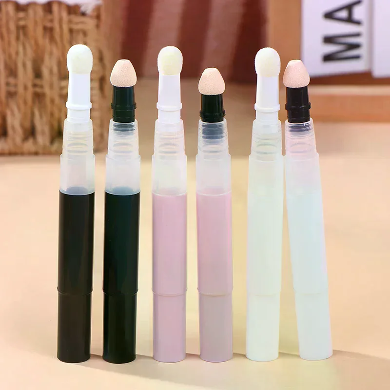 1pc 3ml Empty Twist Cosmetic Pen - Sponge Tip Lip Gloss Tube Foundation Concealer Dispenser Refillable Makeup Container