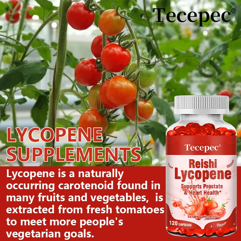 Lingzhi Lycopene Dietary Supplement-Powerful Antioxidant Anti-Aging Supports Prostate and Heart Health 30/60/120 Capsules lycopene capsules