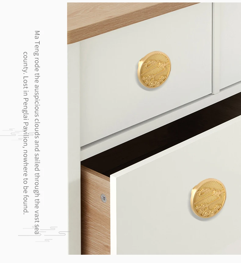 oriental style wardrobe handle brass round decorative knob