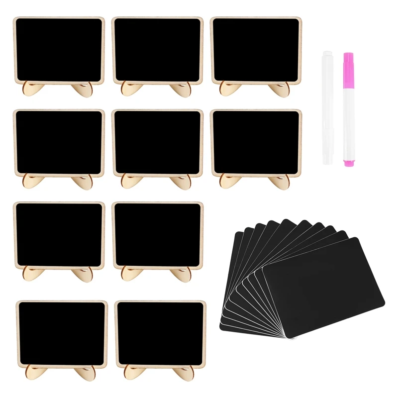 

Mini Chalkboard Label Signs, 10 Pack Framed Easel Stand Wooden Blackboard For Buffet Food Signs, Wedding Place Cards