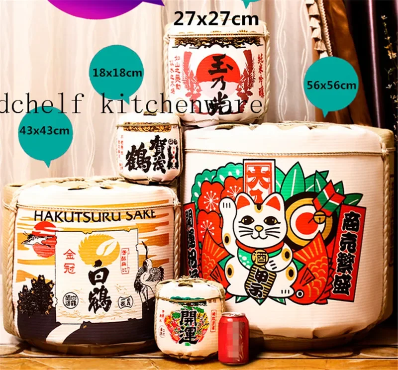 일본 주방 스타일 장식 와인 배럴, 스시 샵, 레스토랑 디스플레이 제품, 사쿠라 와인 셀러 장식, 43x43cm