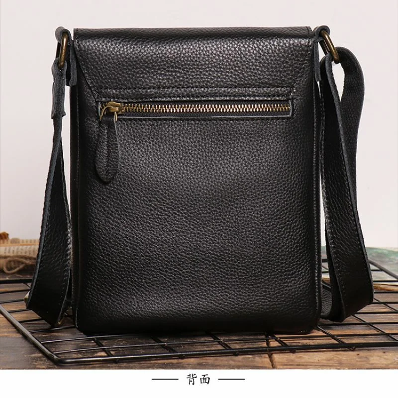 LUOKIR Vintage Crazy Horse Leder Umhängetasche Einfache Umhängetasche Echtes Leder Herrentasche Große Kapazität iPad Tasche – Detail 11