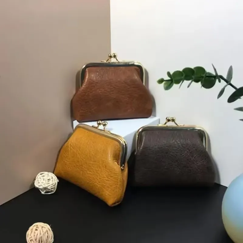 

Новый винтажный кожаный мини-кошелек для монет с застежкой, кошелек, сумка для монет с железным зажимом, маленькая сумка для хранения предметов, миниатюрная сумка для косметики и губной помады для девочек