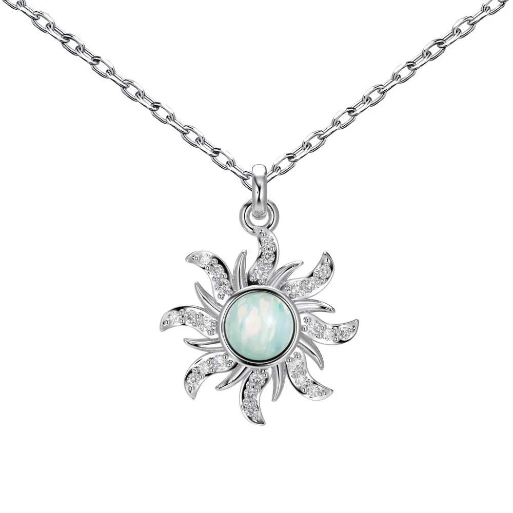 

INS Style New S925 Sterling Silver Necklace with Female Sun Style Set with Australian Gemstones and Zirconia Personalized Design