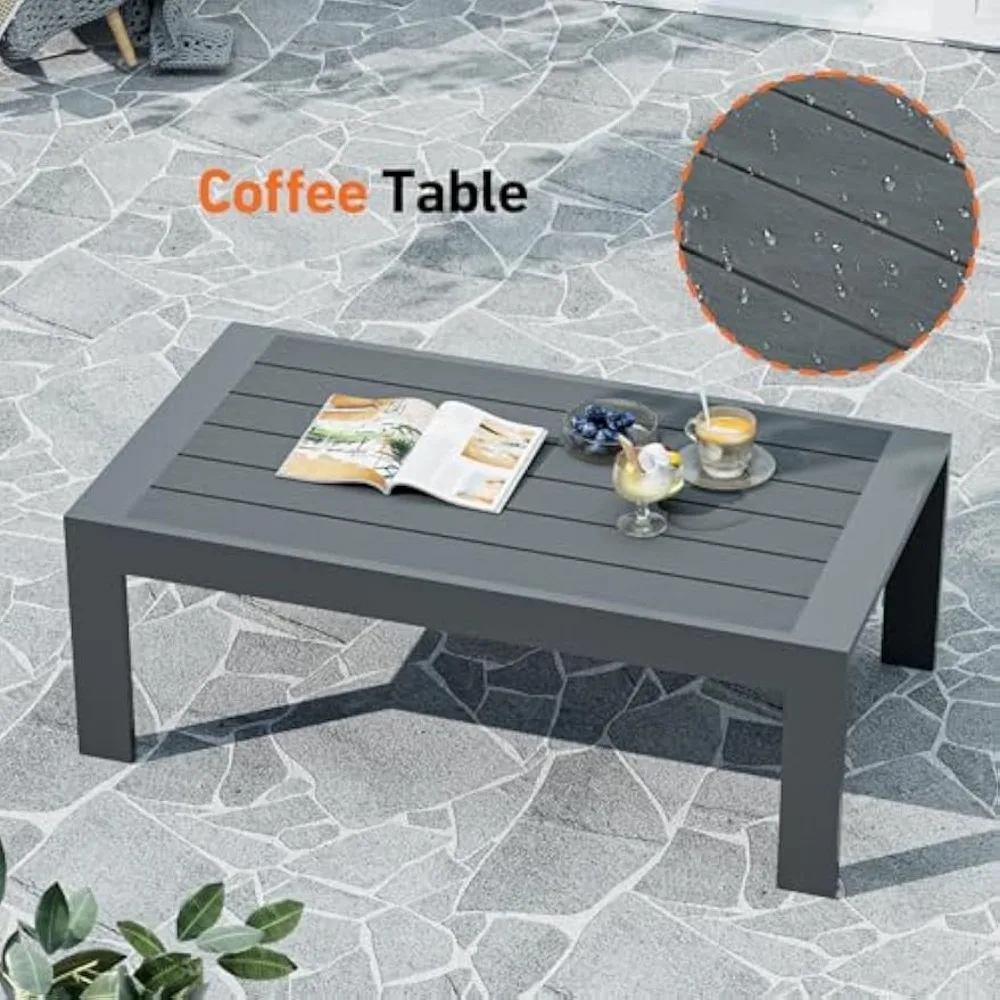 Patio Furniture Sets with Coffee Table, Water-Resistant Cushions, 5 Pcs Conversation Sets Backyard Sofa and Chairs for Outdoor 5