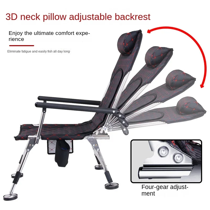 Folding Fishing Chair Multi-function Lifting Stool Portable Recliner Stainless Steel Camping Chair Outdoor Leisure