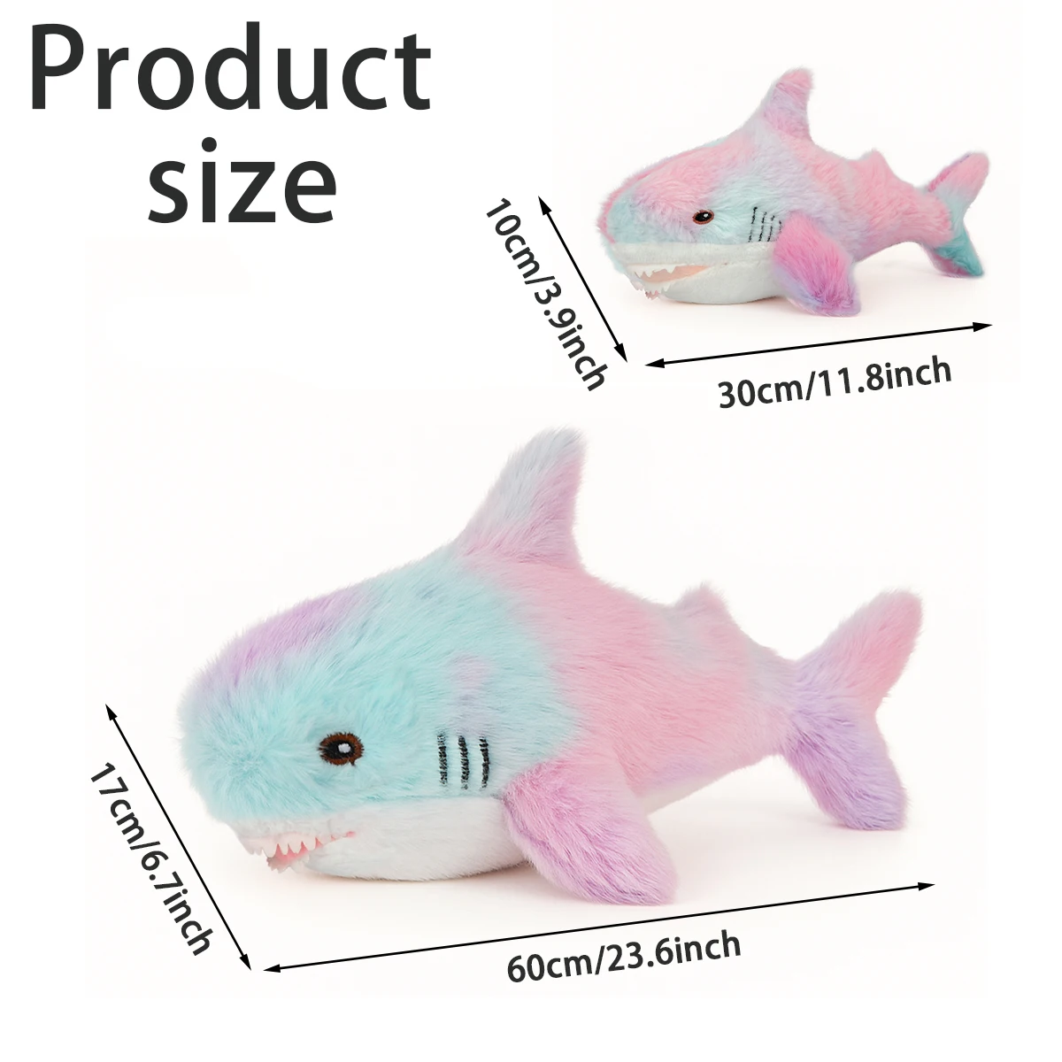 Tie Dye Shark Plush Toy 30cm 60cm Giant Soft Stuffed Animal For Children Shower Christmas Gift Boys Girls