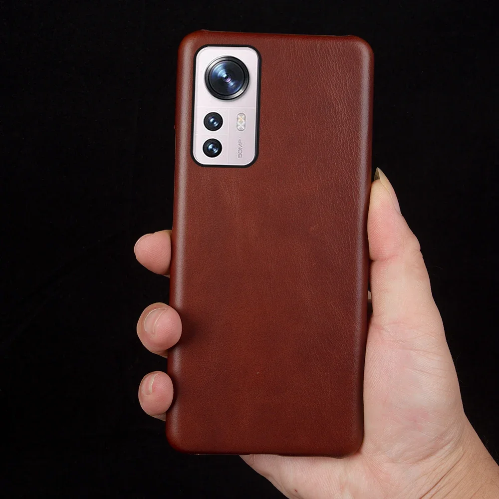 Handmade Genuine Leather Oil Wax Phone Case with Unique Pattern