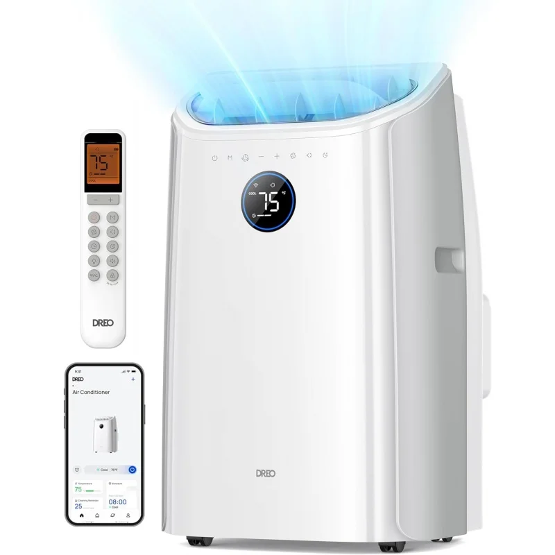 

Портативные кондиционеры, кондиционер 14000 BTU для спальни, охлаждение без дренажа, 46dB тихий, приложение/голос/пульт, 24-часовой таймер с F