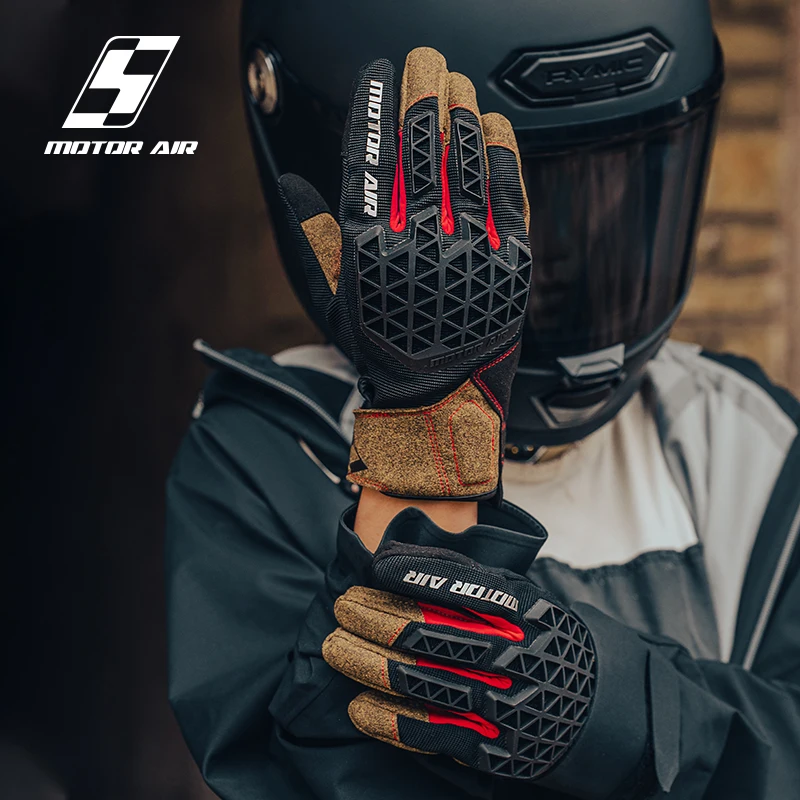 Motor Air New Motorcycle Gloves Riding Gears Summer Breathable Grid Leather Cushioning Shock Absorption Anti-slip Wear-resistant - 3