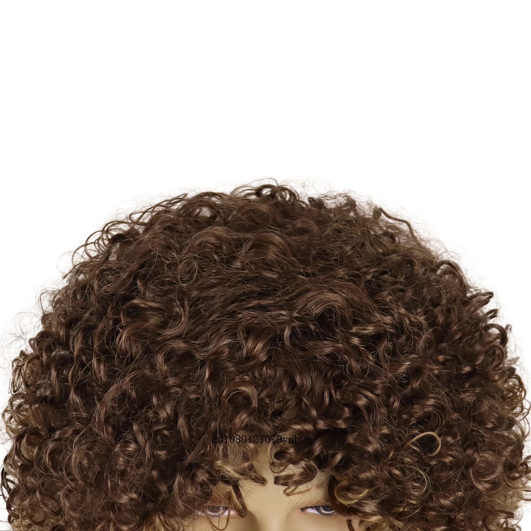 Synthetic wig for men short afro kinky curly with bangs heat resistant natural mix brown cosplay highlight male costume synthetic wig