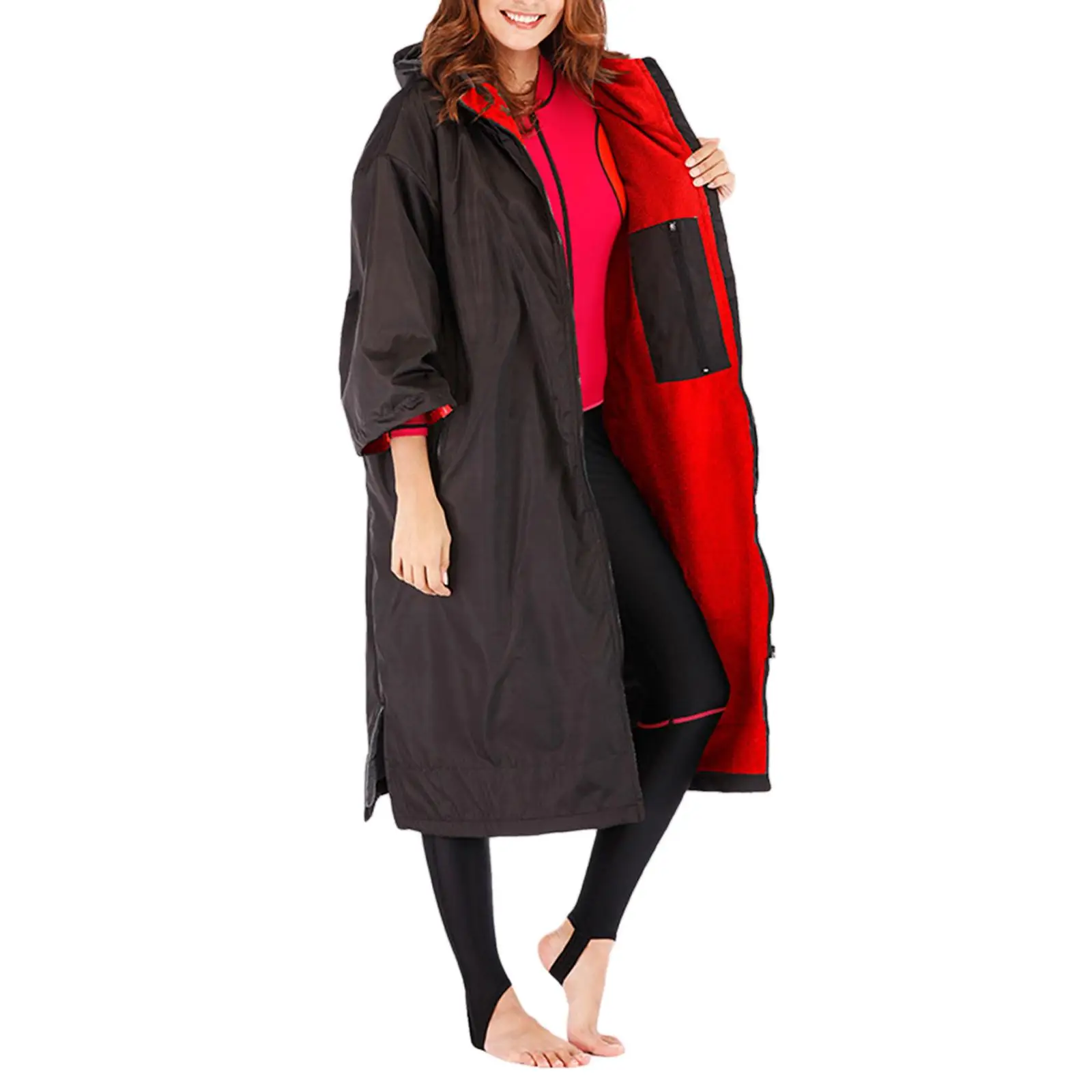 Waterproof Surf Changing Robe Outdoor Coat Fleece Lined Jacket Keeping Warm Dry Oversized Poncho Coat for Swimming Surfing Beach