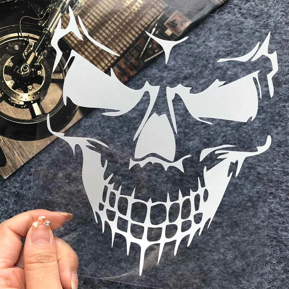 Skull Head Reflective Motorcycle Stickers – Laser Rainbow Decals for Helmet, Scooter, Bike Body & Windshield 4
