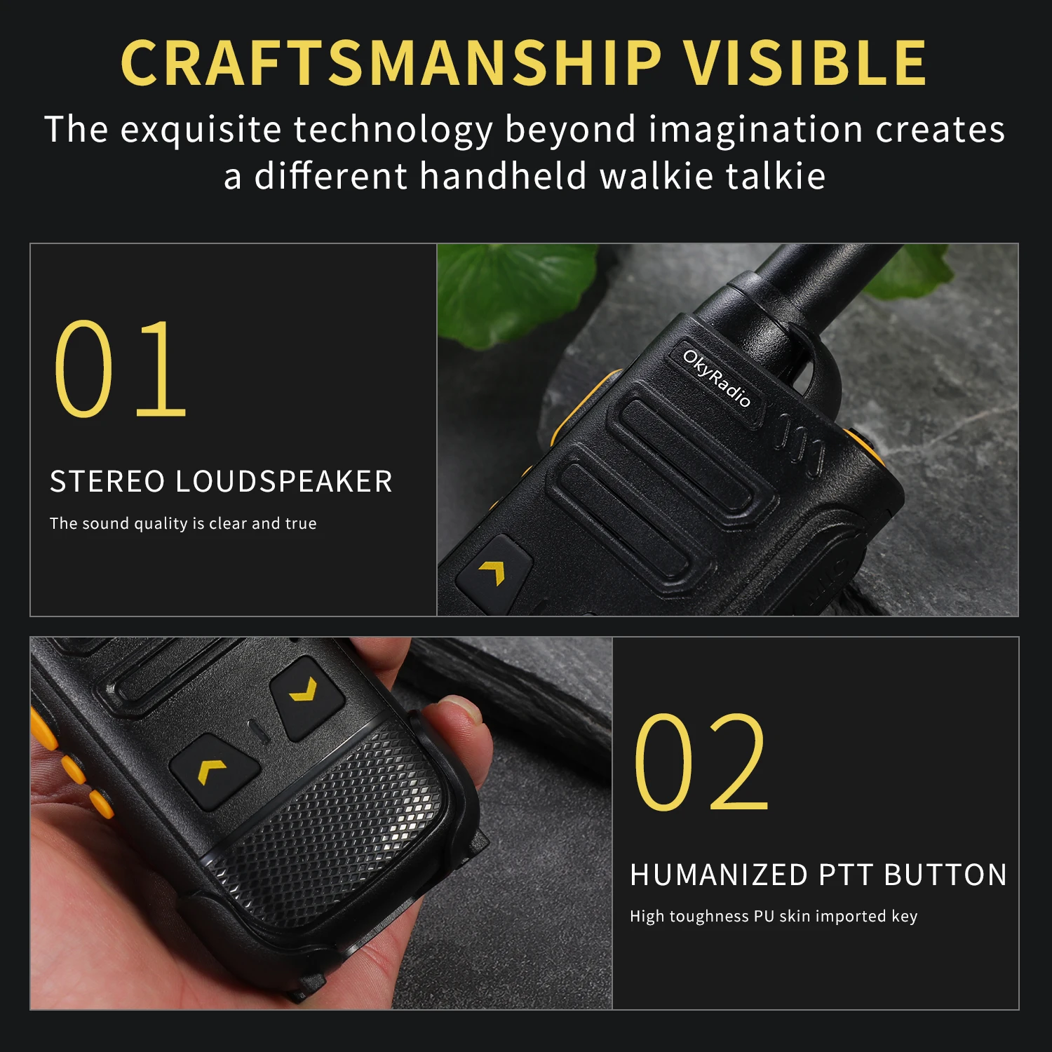 Hot Mini Walkie-talkie 4800mAh16 Channels Drop-resistant H2 Wireless Civilian Clear Voice Penetration Strong Frequency 400-470MH military walkie talkie