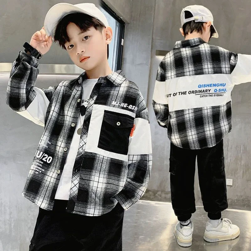 Baby Boys Blouse Teenagers Outerwear Shirts Spring Autumn Kids Fashion Jacket 6 To 14Yrs Children's Clothing Casual