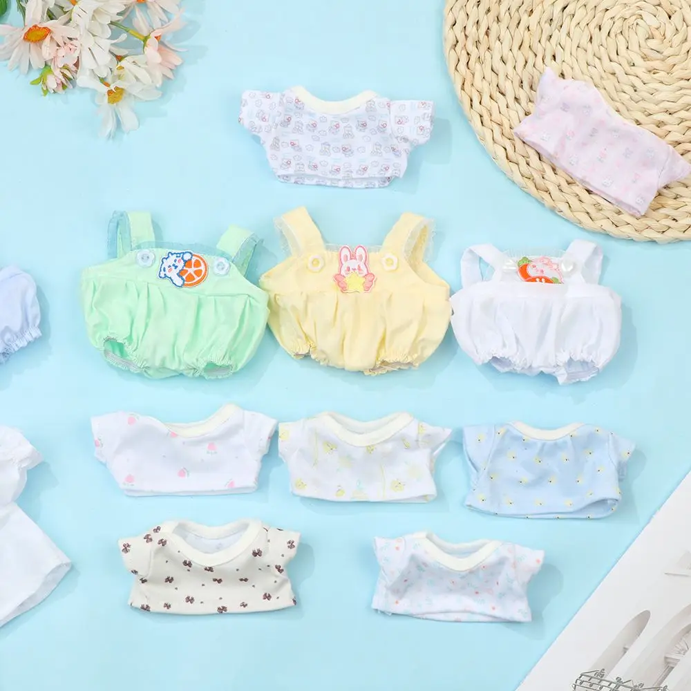 20Cm Doll Clothes Mini T-Shirt Blouse Lace Suspender Pants Cartoon Rabbit Pattern Changing Dress Game Photo Props Playing House