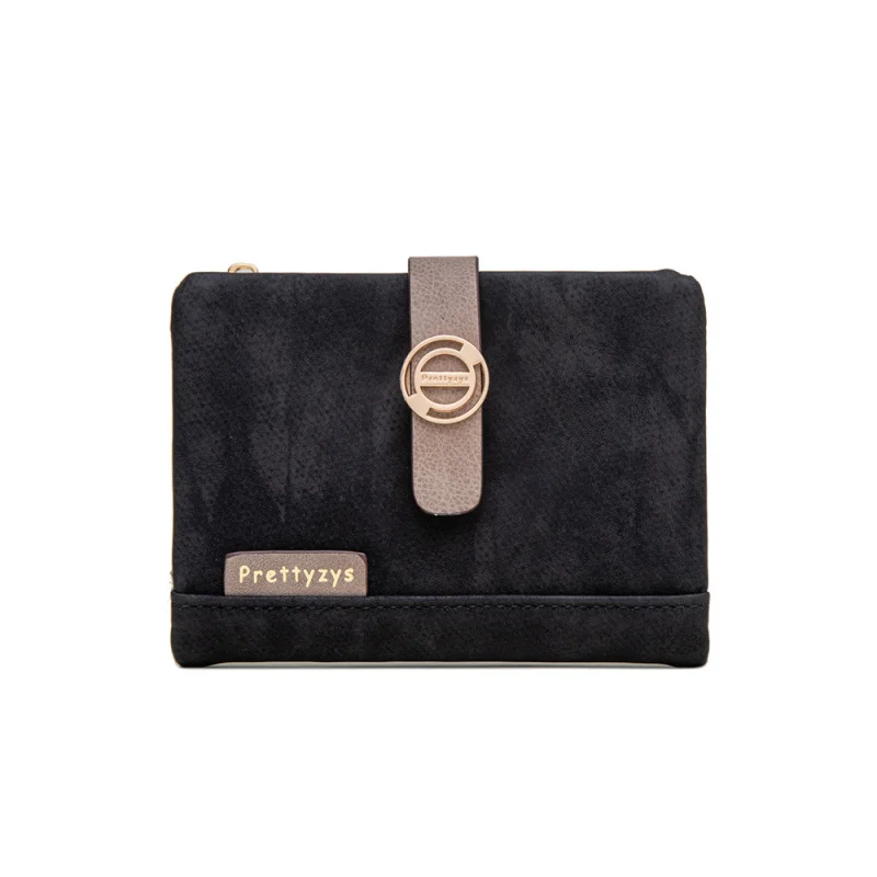 New Style Women's Wallet Retro Buckle Simple Versatile Foldable Short Ladies Wallet with Multiple Card Slots Leather Clutch