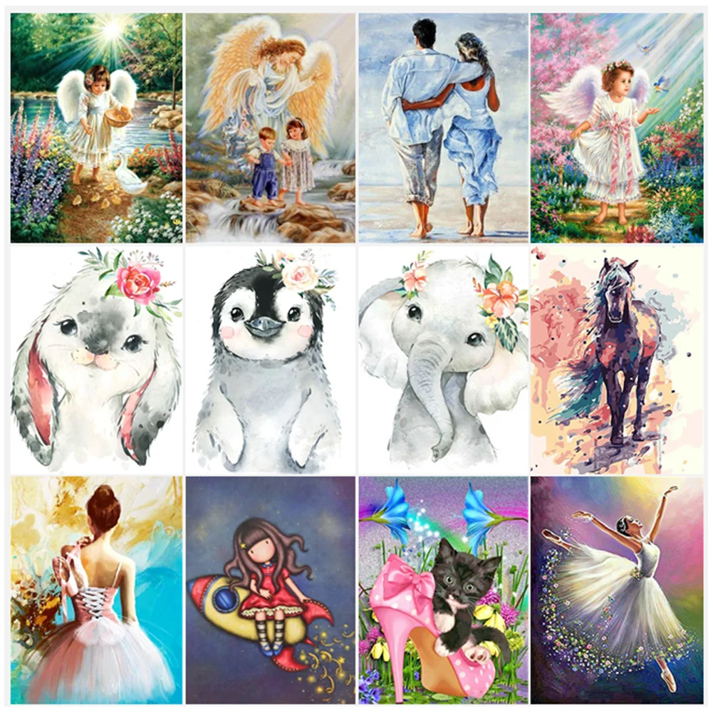 Animal Pattern DIY Diamond Painting Cat Rabbit Elephant Cartoon Girl Angel 5D Embroidery Mosaic Cross Stitch Home Decor |
