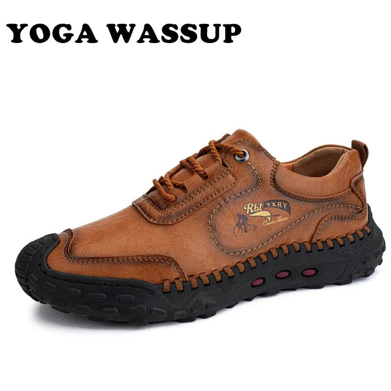 

Мужская кожаная обувь YOGA WASSUP, повседневная обувь на шнуровке, удобная, оксфордская Свадебная обувь, на плоской подошве, размер 47, новая коллекция