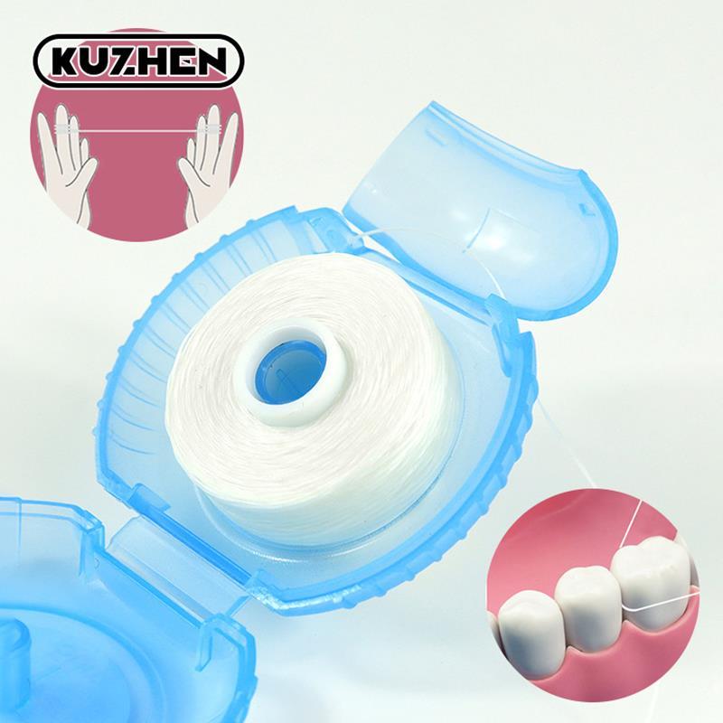 1 Roll 50m Dental Flosser Oral Hygiene Teeth Cleaning Wax Mint Flavored Dental Floss Spool Toothpick Teeth Flosser