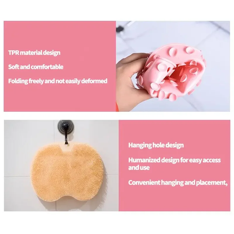 Description Picture 6 of itemMultifunctional Back Rubbing Artifact Bath Brush Non-Slip Mat Suction Cup Rubbing Back Silicone Bath Massage Foot Rubbing Mat