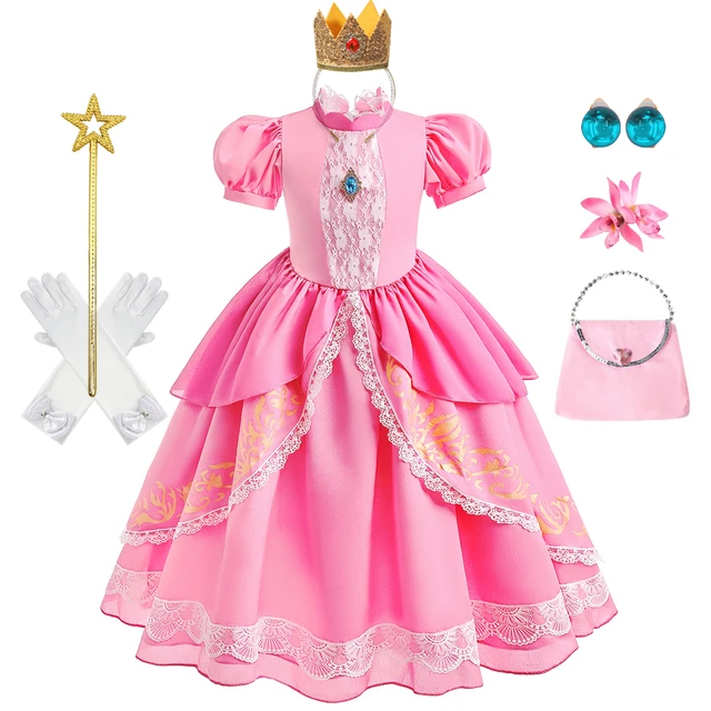 Costume d'Halloween pour enfants, robe de princesse pêche pour filles,  vêtements de scène pour enfants, costume de cosplay, tenues de fête de  paupières - AliExpress