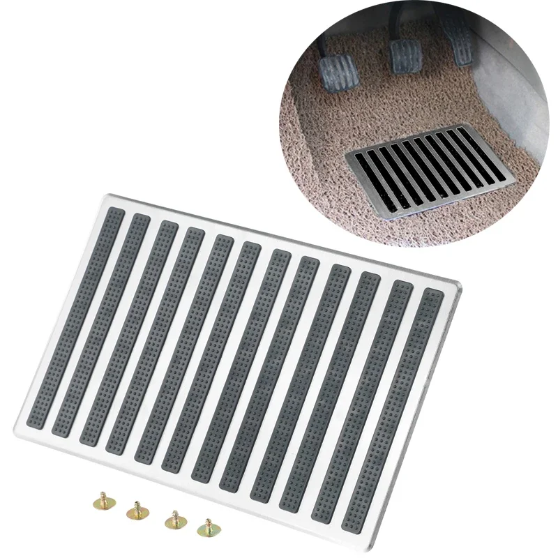 

23.5X16CM Car Floor Carpet Mat Patch Foot Heel Plate Pedal Anti-Skid Metal Pad Auto Truck Foot Heel Scuff Plate
