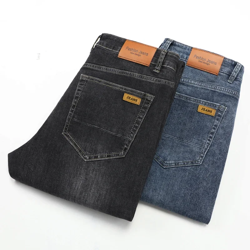 

Smoky Grey Men's Jeans Spring New Retro Fashion Straight Baggy Casual Comfortable Cotton Male Clothing Denim Trousers